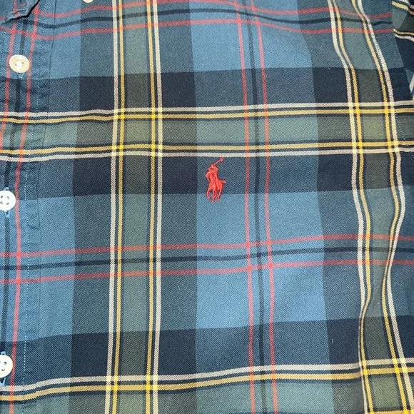 Vintage Polo by Ralph Lauren Men's Blue Plaid Shirt - Picture 2 of 3